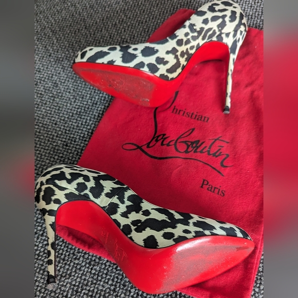 LOUBOUTIN FIFI 100 LEOPARD PRINT Sz 38 PUMPS/HEELS - Worn Once - Picture 5 of 7